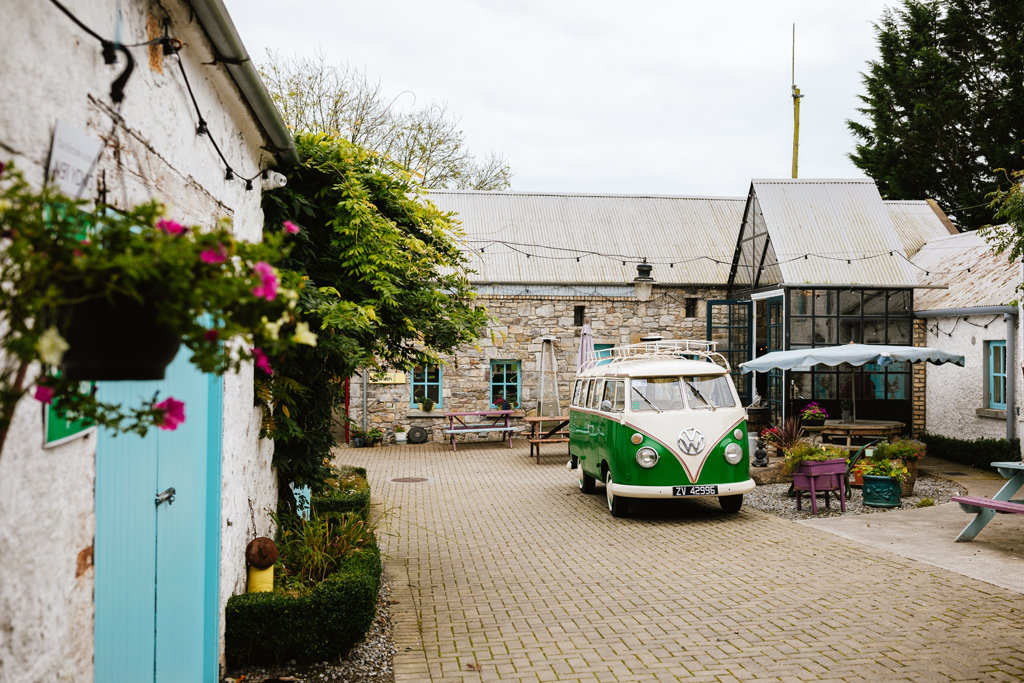Wedding van exterior venue green