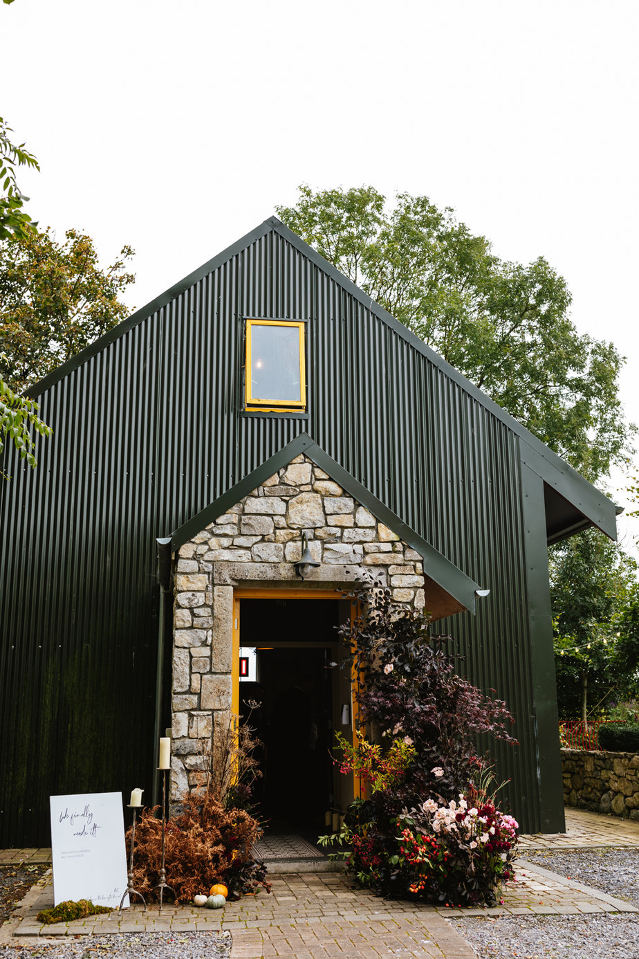 Wedding venue church exterior flowers