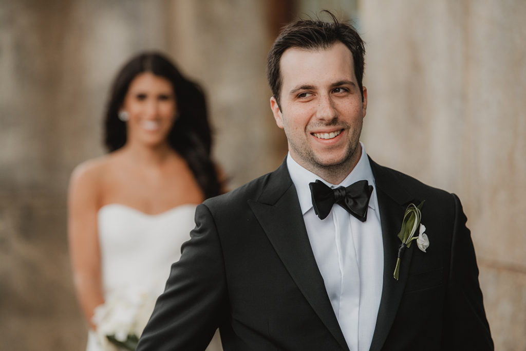 First look bride and groom