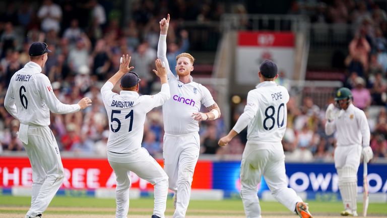 Ben Stokes gets his second wicket after tea as Keegan Petersen falls for 42, setting England on course for victory