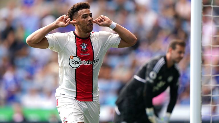 Che Adams celebrates scoring Southampton's second goal