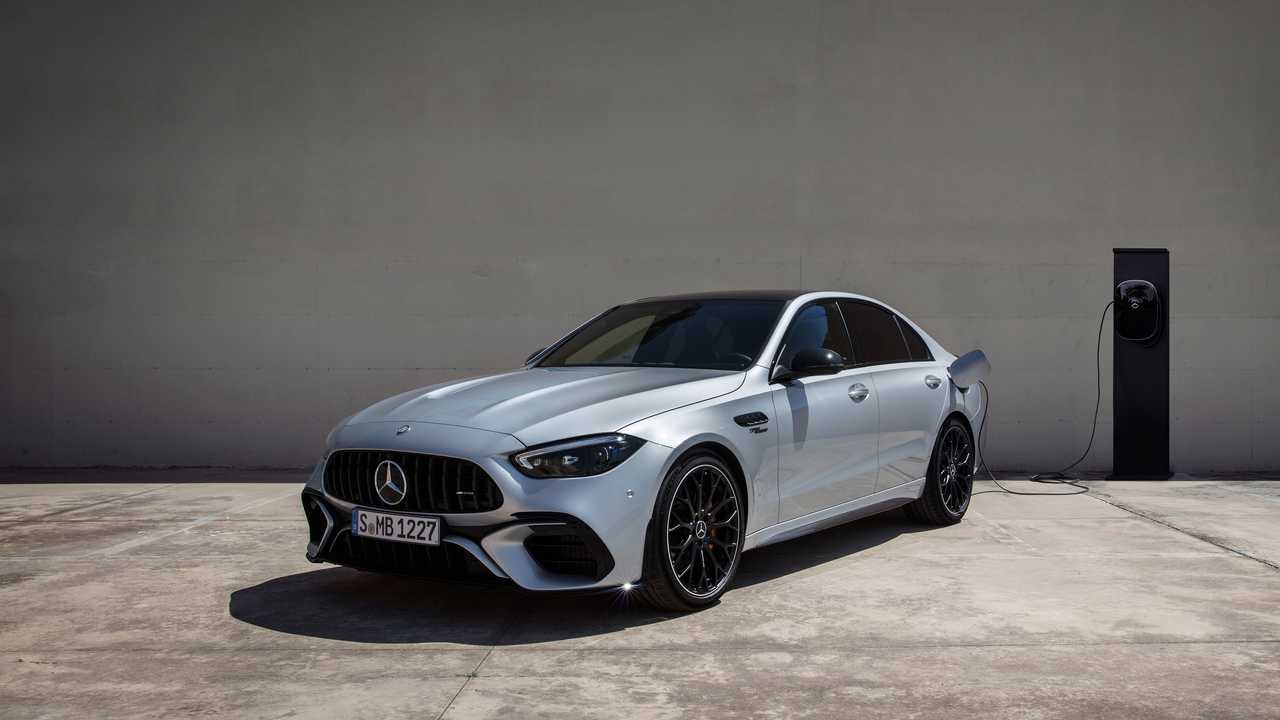 2024 Mercedes-AMG C63 S E Performance Exterior Front Quarter Charging
