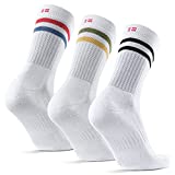DANISH ENDURANCE Performance Crew Tennis Socks for Men & Women, Sports & Everyday Wear, Retro, 3...