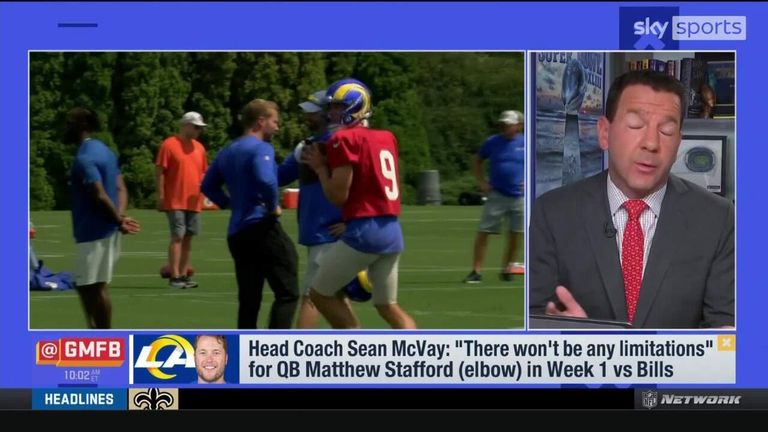 NFL Network insider Ian Rapaport says LA Rams quarterback Matthew Stafford is fully fit to face the Buffalo Bills in their Week One matchup