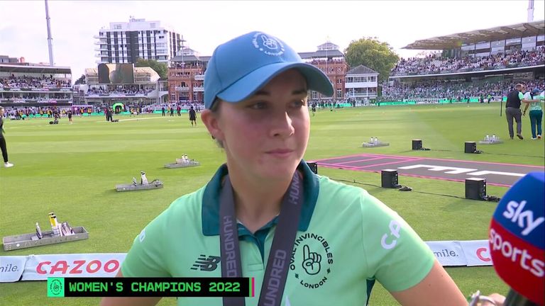Alice Capsey gives her reaction after the Oval Invincibles retained The Hundred title. 