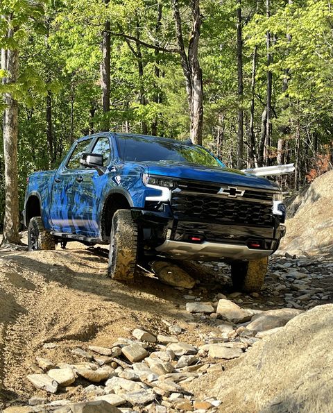 chevy silverado zr2 on a trail
