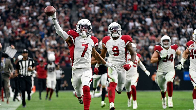 Late drama as the Arizona Cardinals' Byron Murphy Jr scores a walk-off touchdown after Las Vegas Raiders wide receiver Hunter Renfrow fumbles the ball