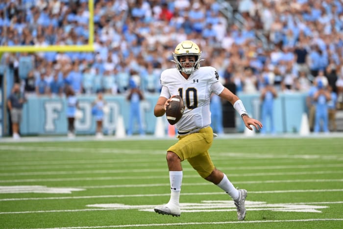 No. 16 BYU (4-1) vs. Notre Dame (2-2), at Las Vegas, 7:30 p.m., Saturday, NBC/Peacock