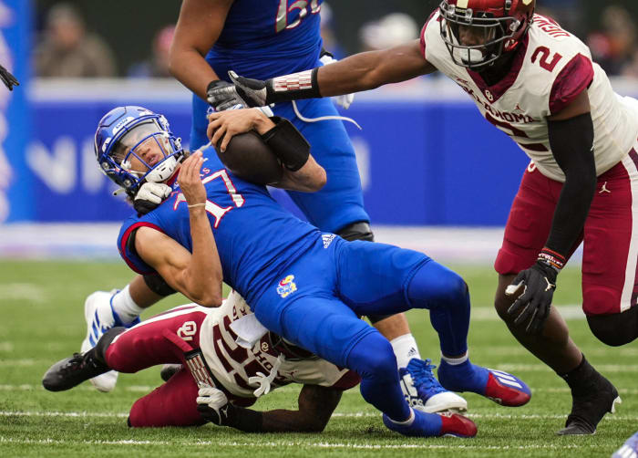 No. 19 Kansas (5-1, 2-1 in Big 12) at Oklahoma (3-3, 0-3 in Big 12), Noon, Saturday, ESPN2
