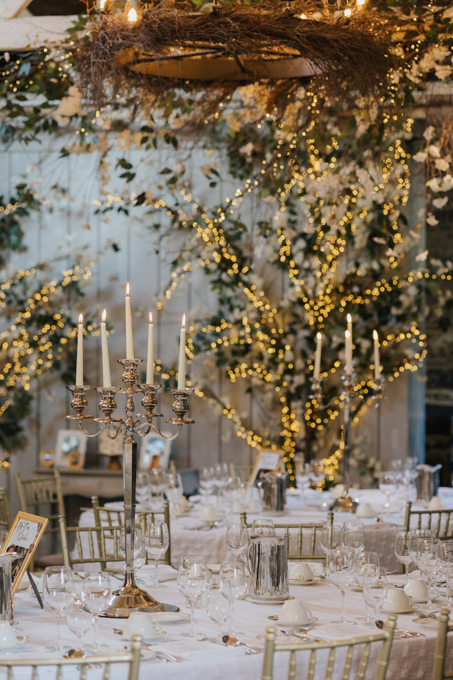 Empty dining room decor chair tables candles