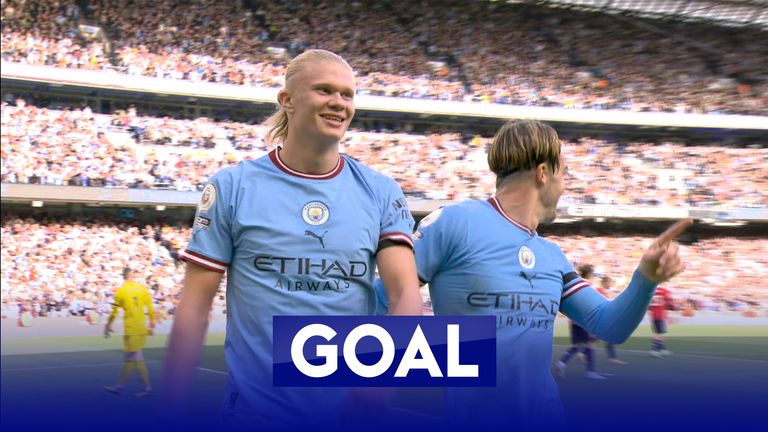 Haaland celebrates his third