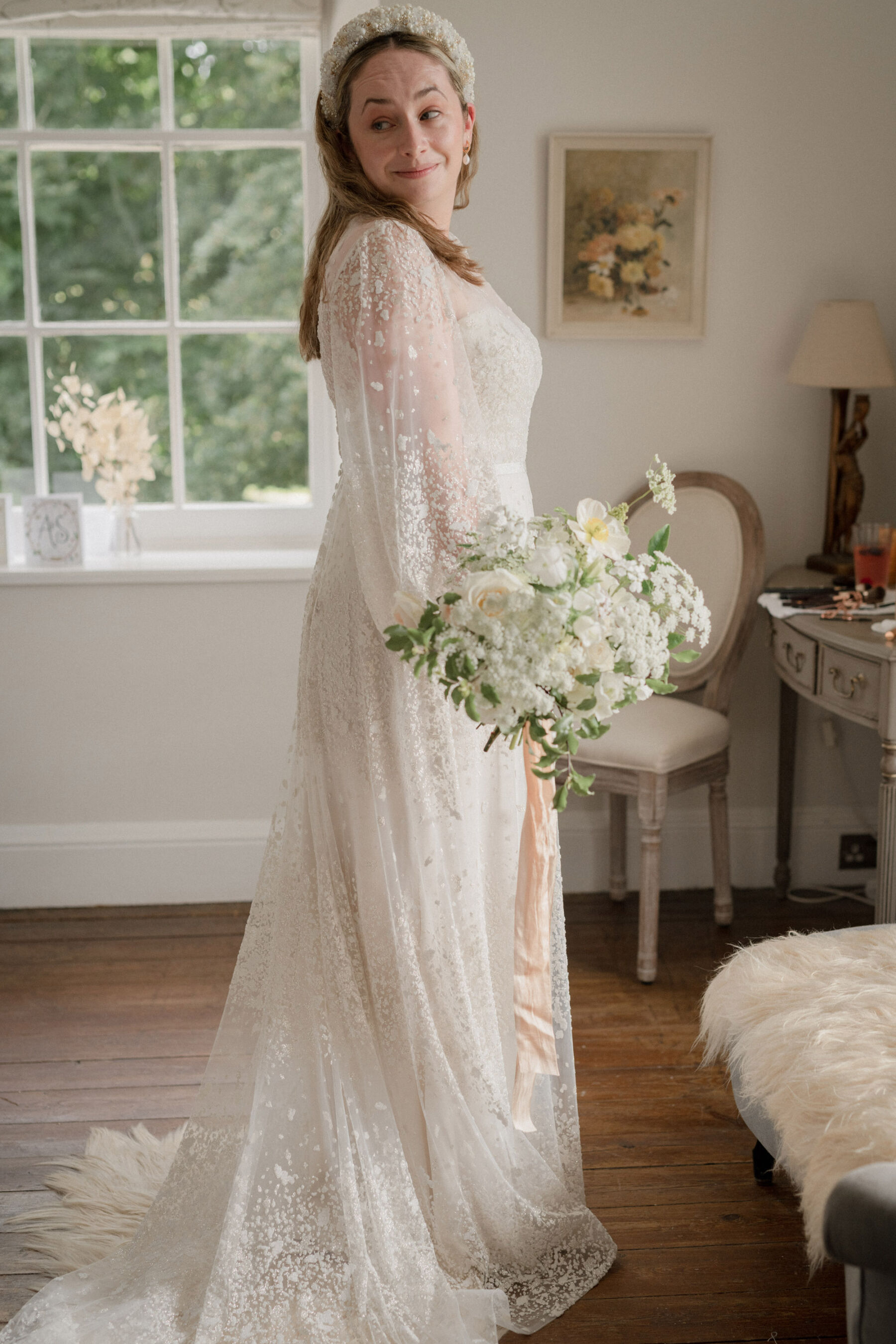 Jesus Peiro wedding dress. Treseren Cornwall wedding venue. Lyra & Moth Photography.