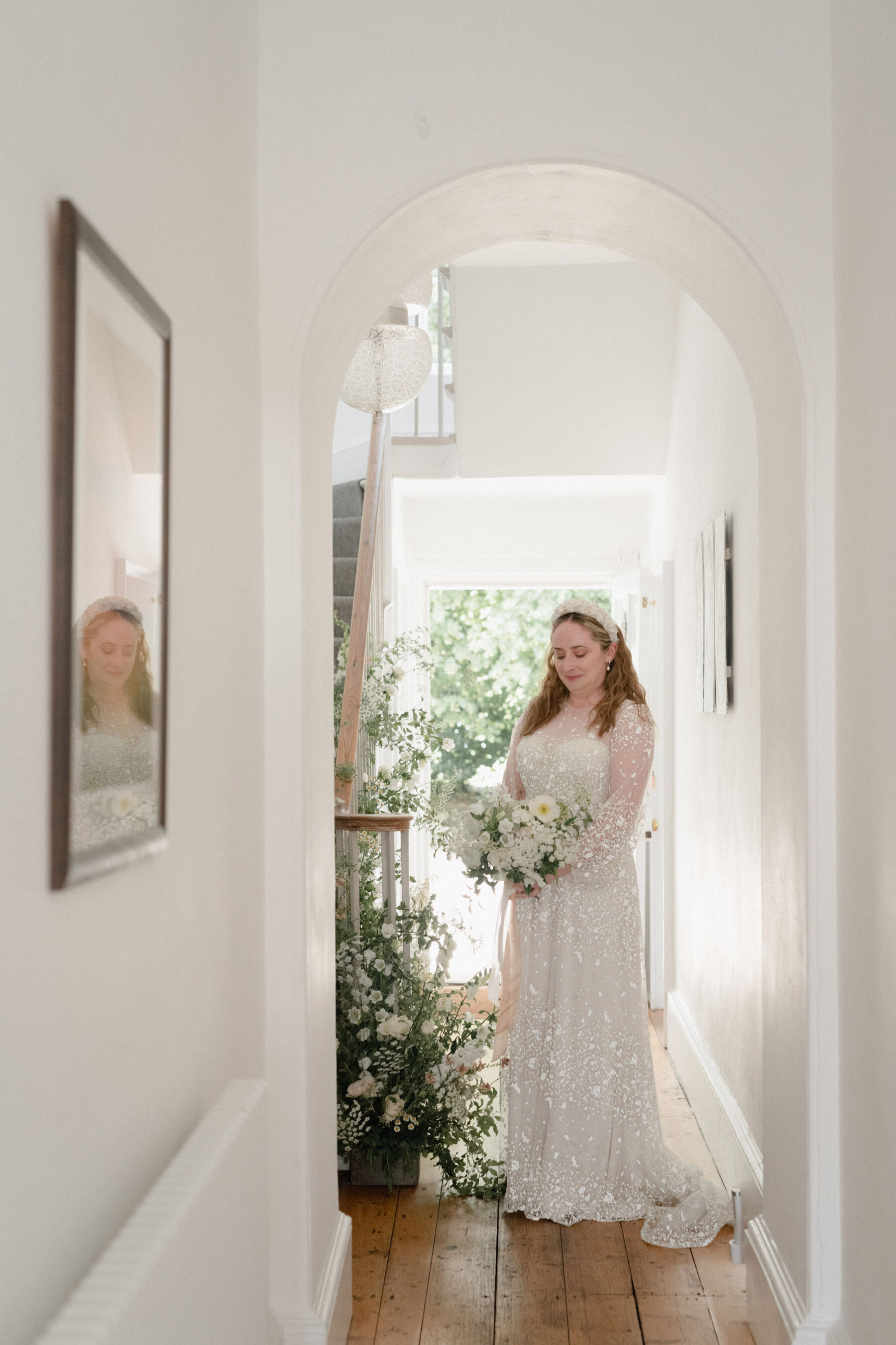 Jesus Peiro wedding dress. Treseren Cornwall wedding venue. Lyra & Moth Photography.