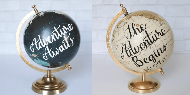 8" Globe Wedding Guest Book