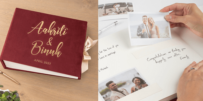 Burgundy Velvet Photo Guest Book
