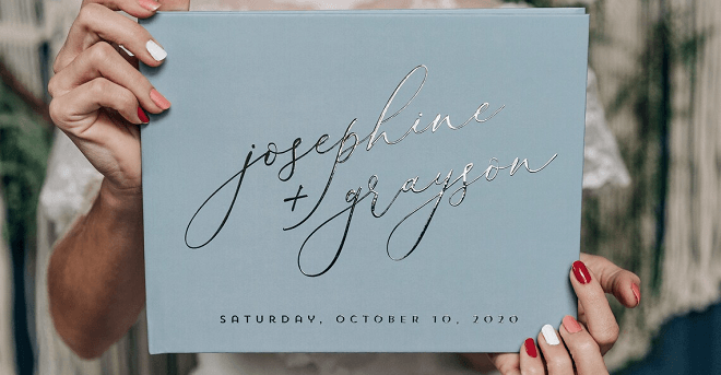 Dusty Blue Modern Wedding Guest Book