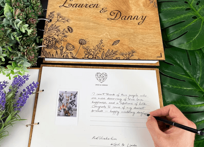 Embellished Wooden Guest Book