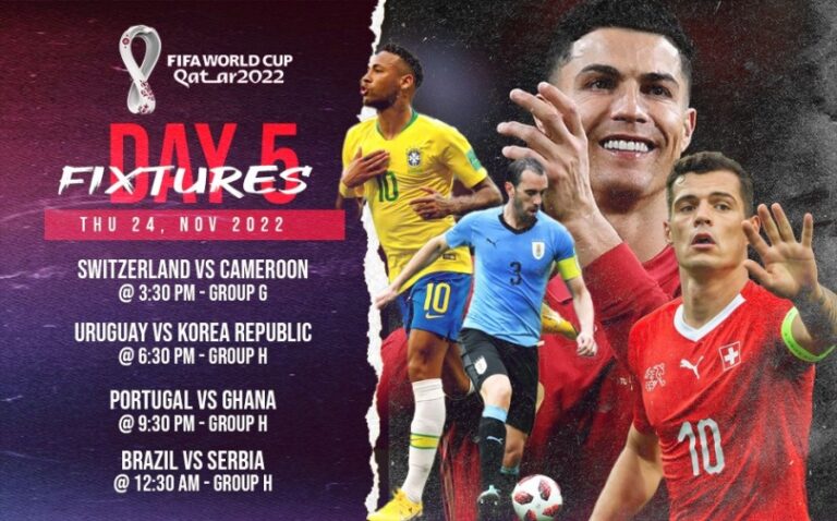 FIFA World Cup Live: Catch Ronaldo and Neymar in motion, Day 5 begins with Switzerland vs Cameroon at 3:30 PM – FOLLOW FIFA WC LIVE