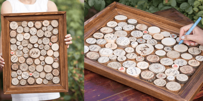 Rustic Wooden Stump Framed Guest Book