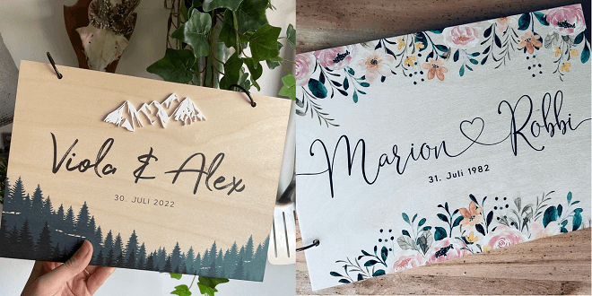Winter Forest Wooden Guest Book