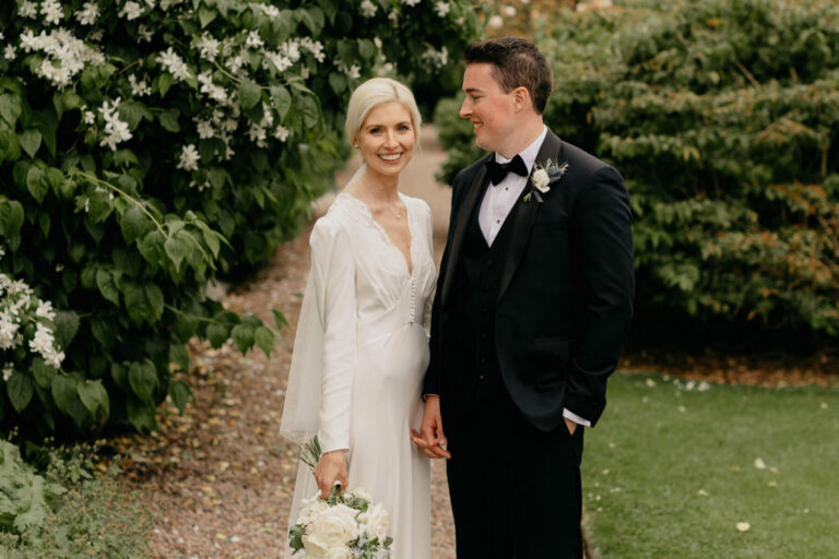 A Rixo Wedding Dress, Larchfield Estate Garden Ceremony