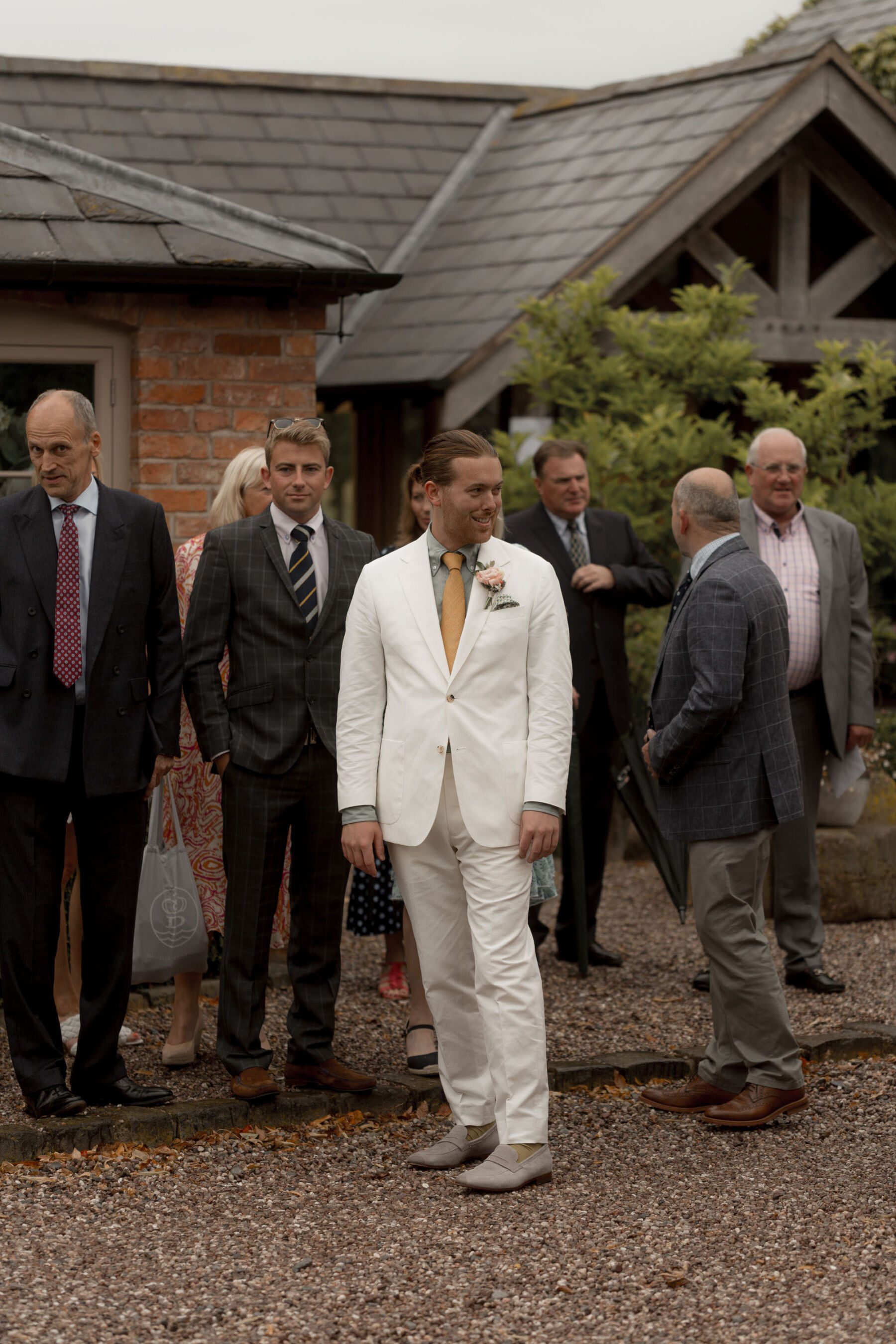 Richard James white groom's suit,