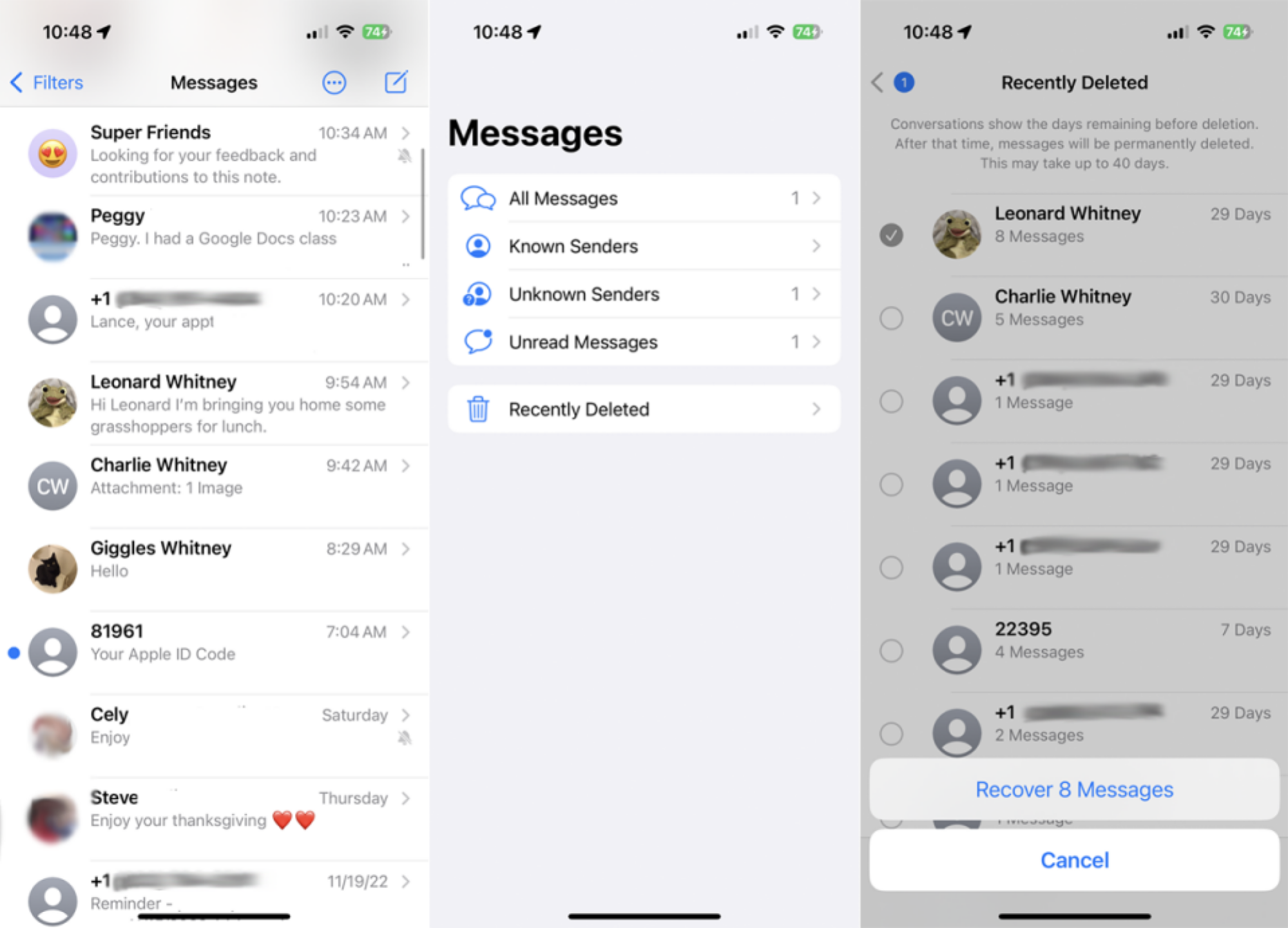 Recover deleted message