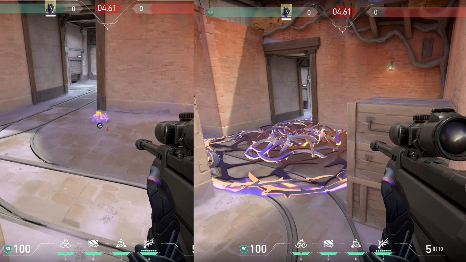 Where it lands in Attack Side B of Corrode map. (Image via Riot Games)