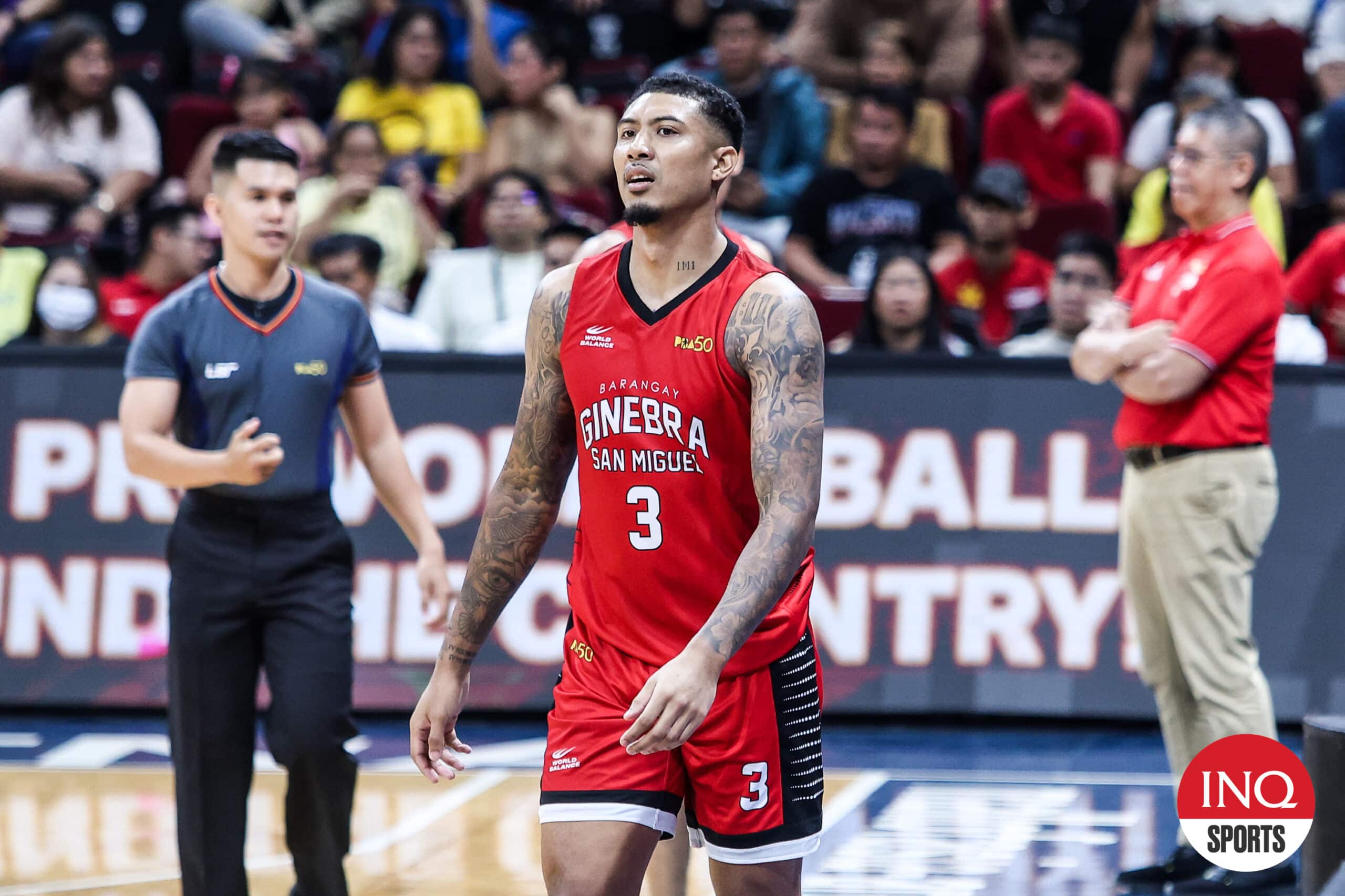 Barangay Ginebra Gin Kings' Jamie Malonzo during the PBA Philippine Cup semifinals against San Miguel Beermen.