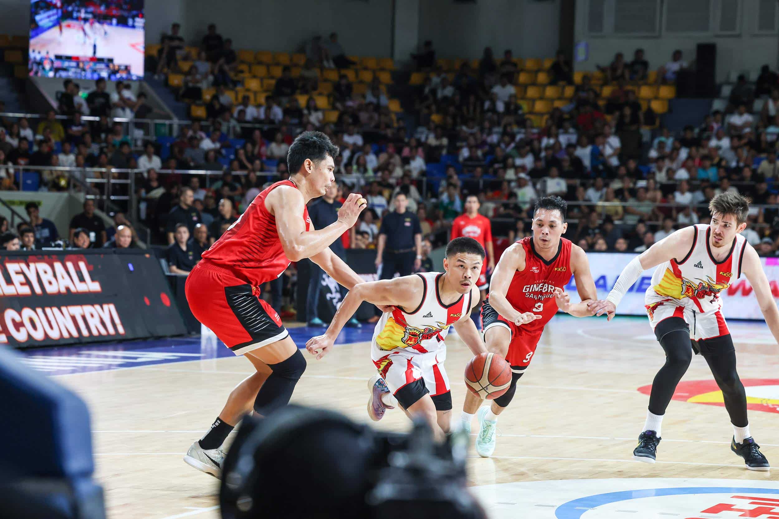 San Miguel Beermen's Kris Rosales during a PBA Philippine Cup semifinals game against Barangay Ginebra Gin Kings.