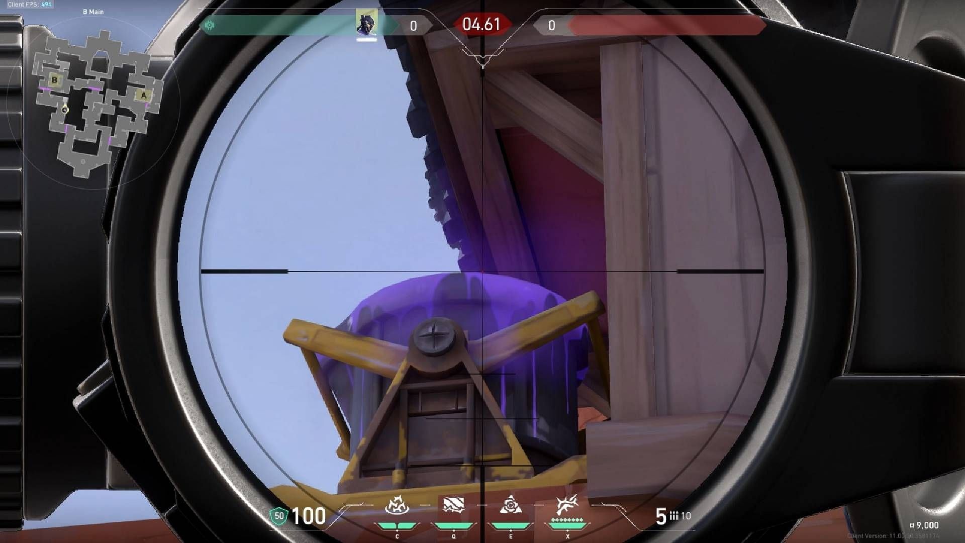 Where to aim for the Attack Side B lineup. (Image via Riot Games)