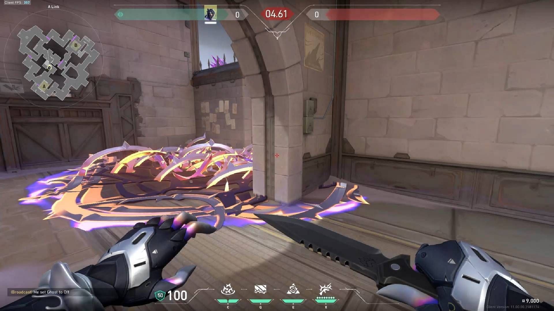 A site lineup to slow down Mid Stairs rushes. (Image via Riot Games)