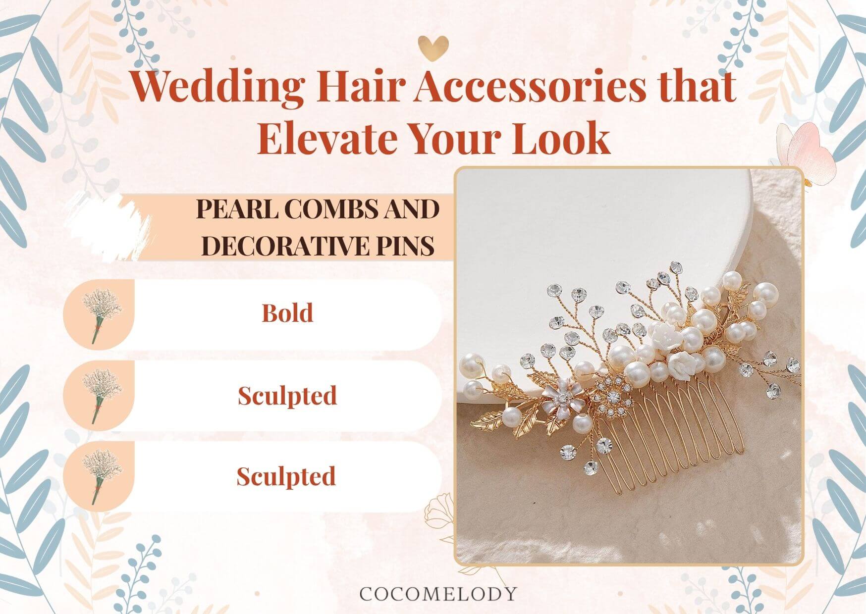 Hand alloy pearl updo bridal hair comb
