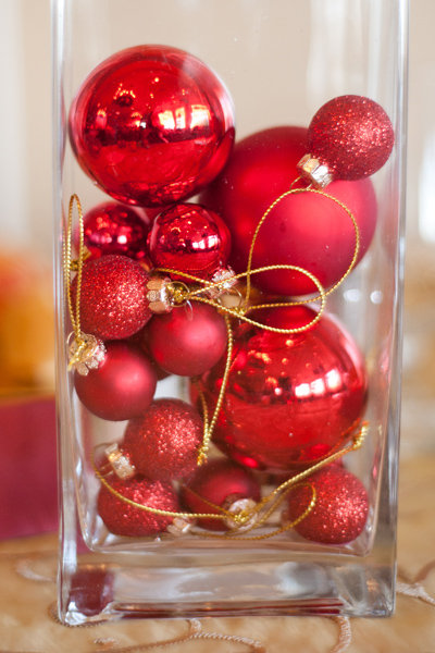christmas ornament centerpiece wedding