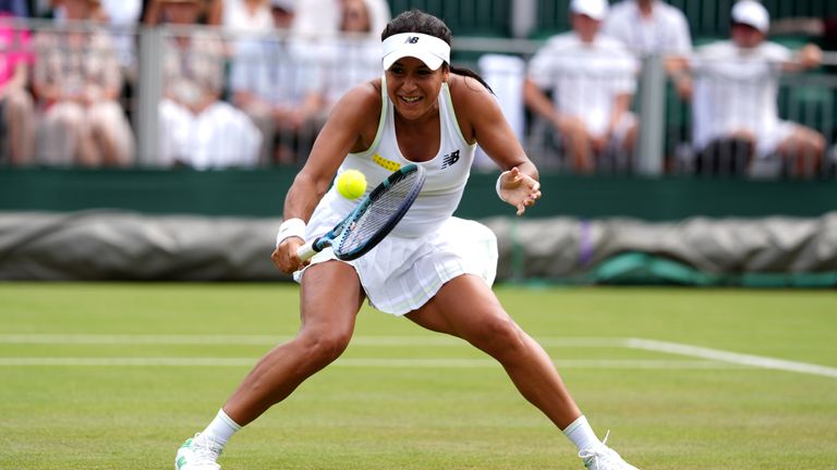 Heather Watson during her match against Clara Tauson on day two of the 2025 Wimbledon Championships at the All England Lawn Tennis and Croqu