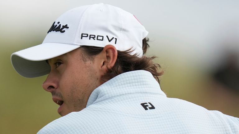Jacob Skov Olesen of Denmark looks round on the 7th green during the first round of the British Open golf championship