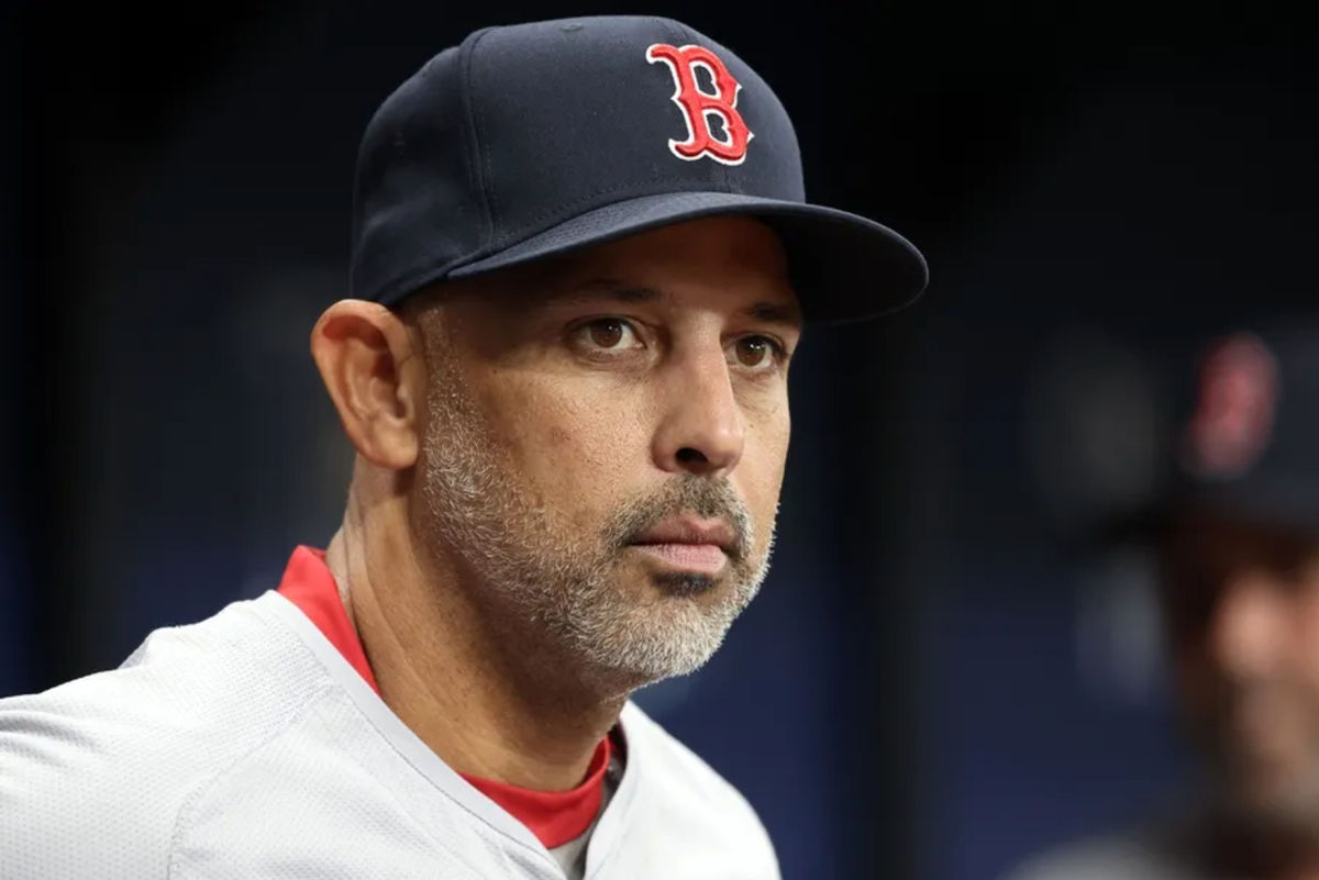 May 20, 2024; St. Petersburg, Florida, USA; Boston Red Sox manager Alex Cora (13) looks on against the Tampa Bay Rays during the third inning at Tropicana Field. Mandatory Credit: Kim Klement Neitzel-USA TODAY Sports