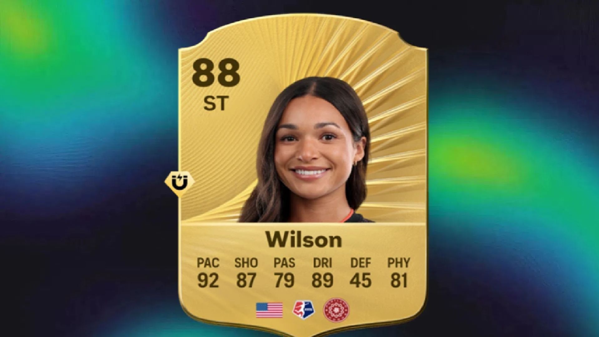 Sophia Wilson is a top-tier striker with amazing first touch and ball control ability (Image via EA Sports)