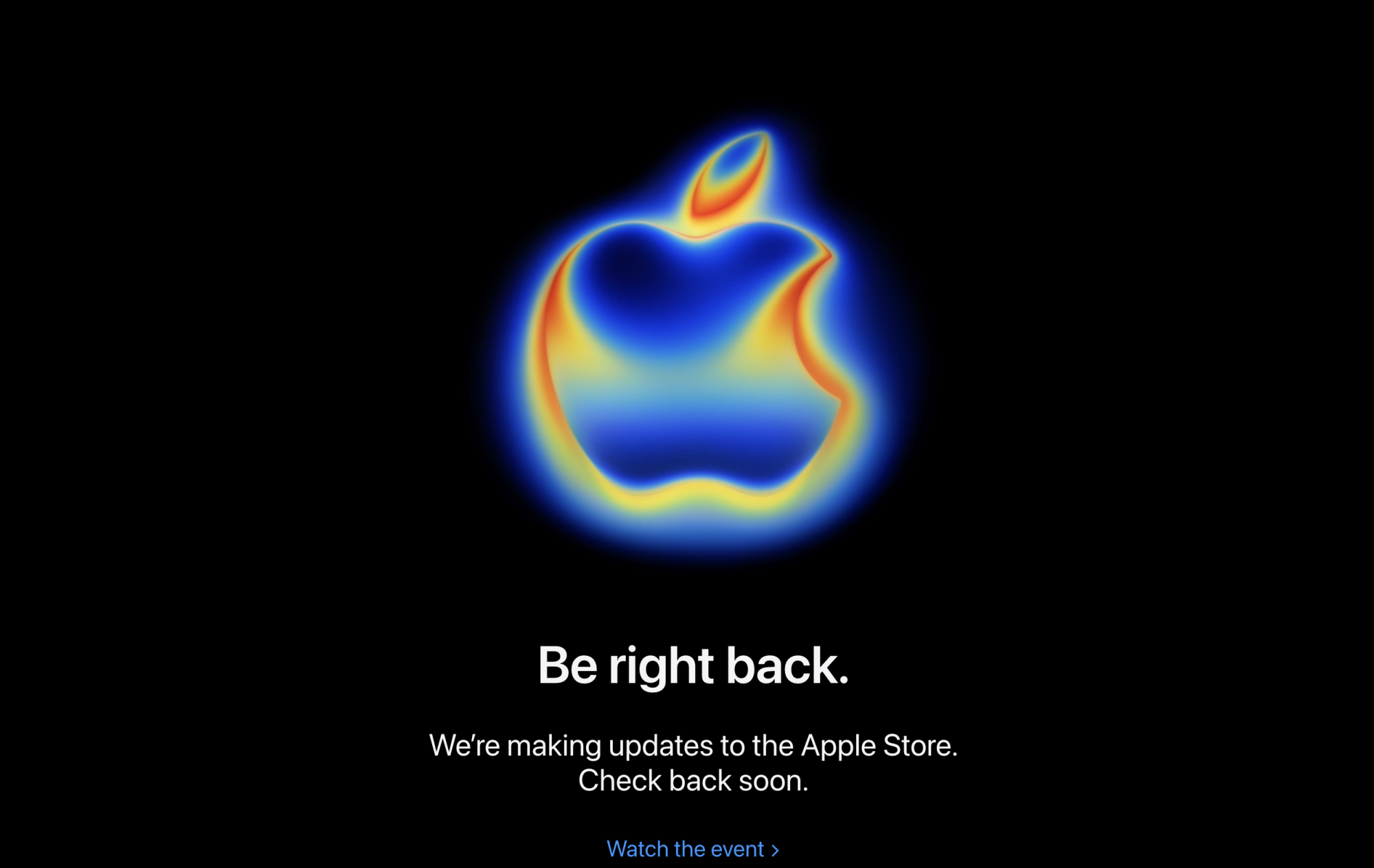 The Apple Store website with the message