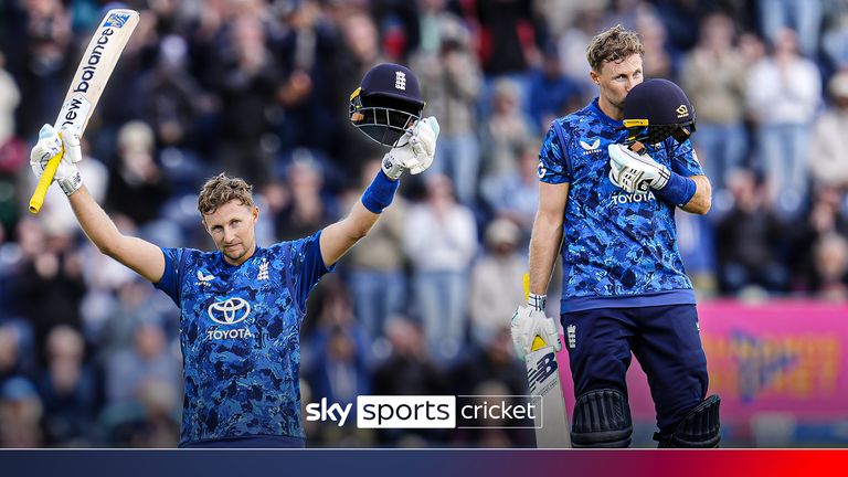 Joe Root celebrates a century against West Indies