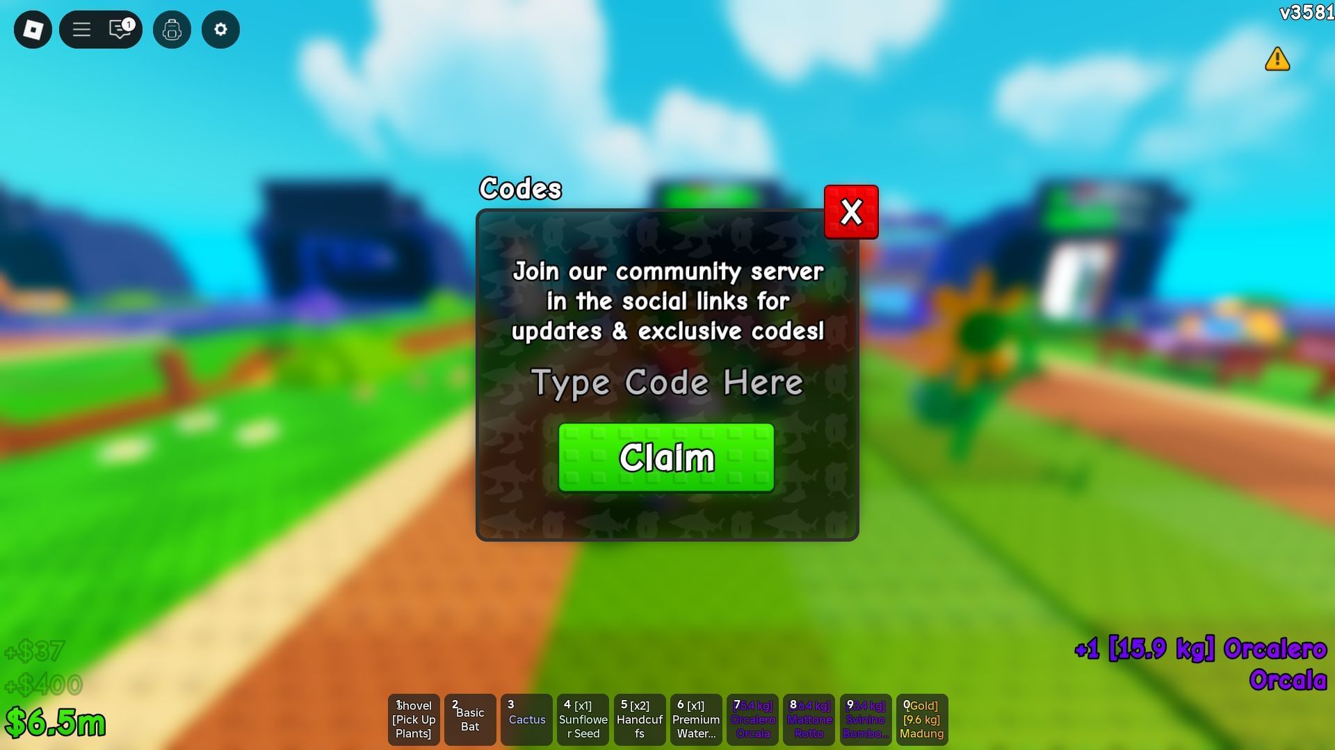 Active codes for Plants Vs Brainrots (Image via Roblox)