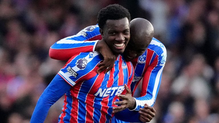 Eddie Nketiah celebrates scoring Crystal Palace's winner