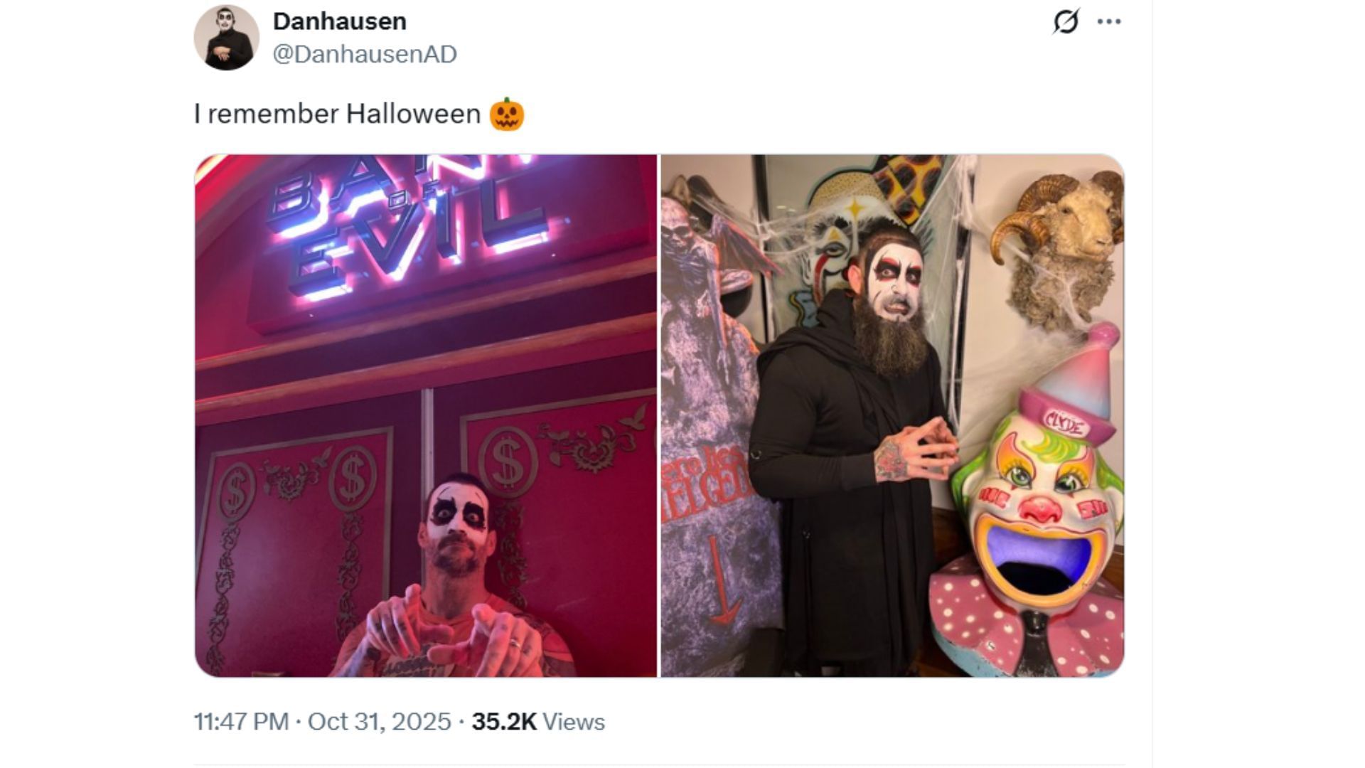 Screenshot of Danhausen's tweet with a picture of CM Punk [Image credits: Danhausen's X profile]