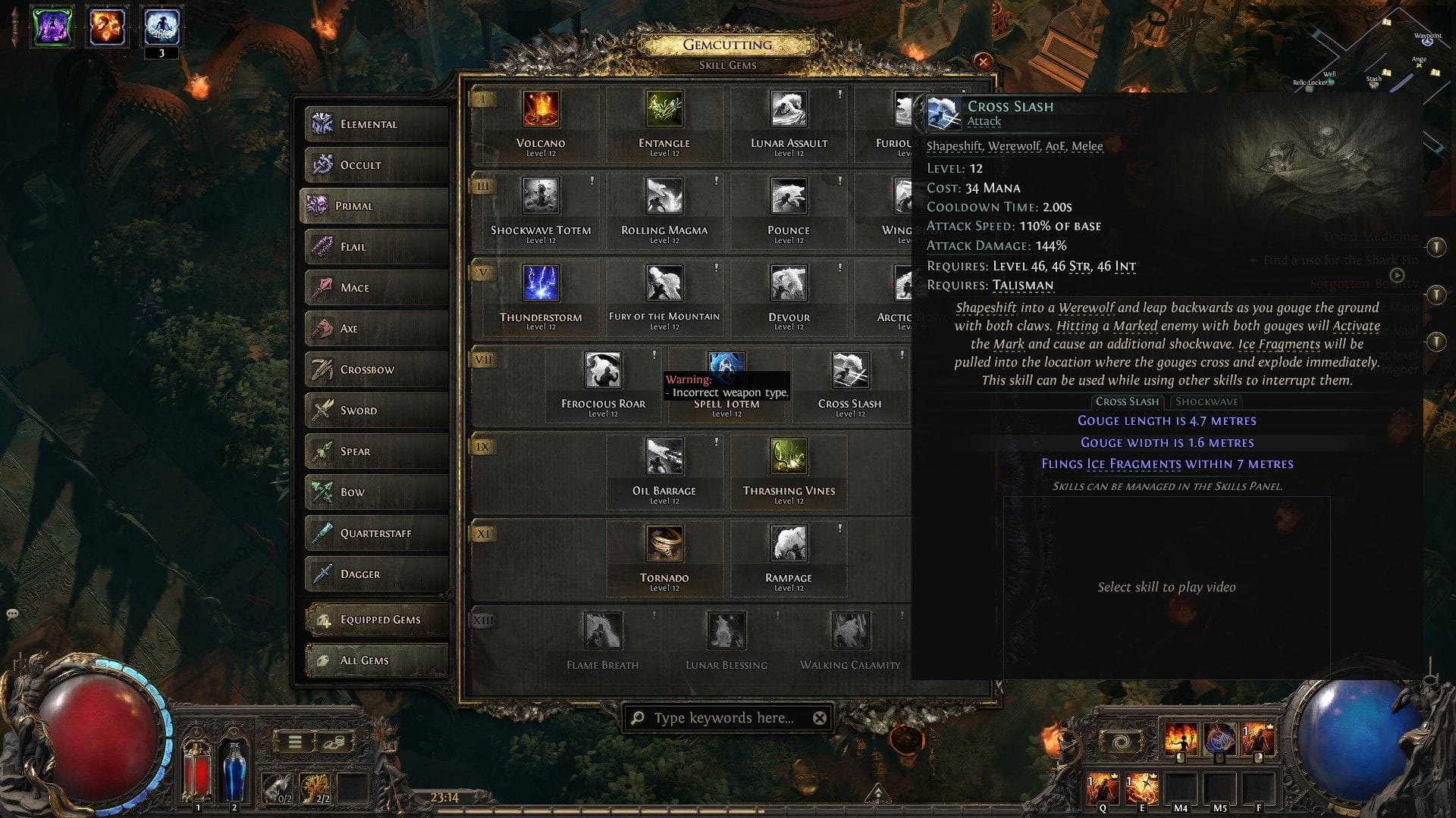 Cross Slash is essential for boss damage (Image via GGG)