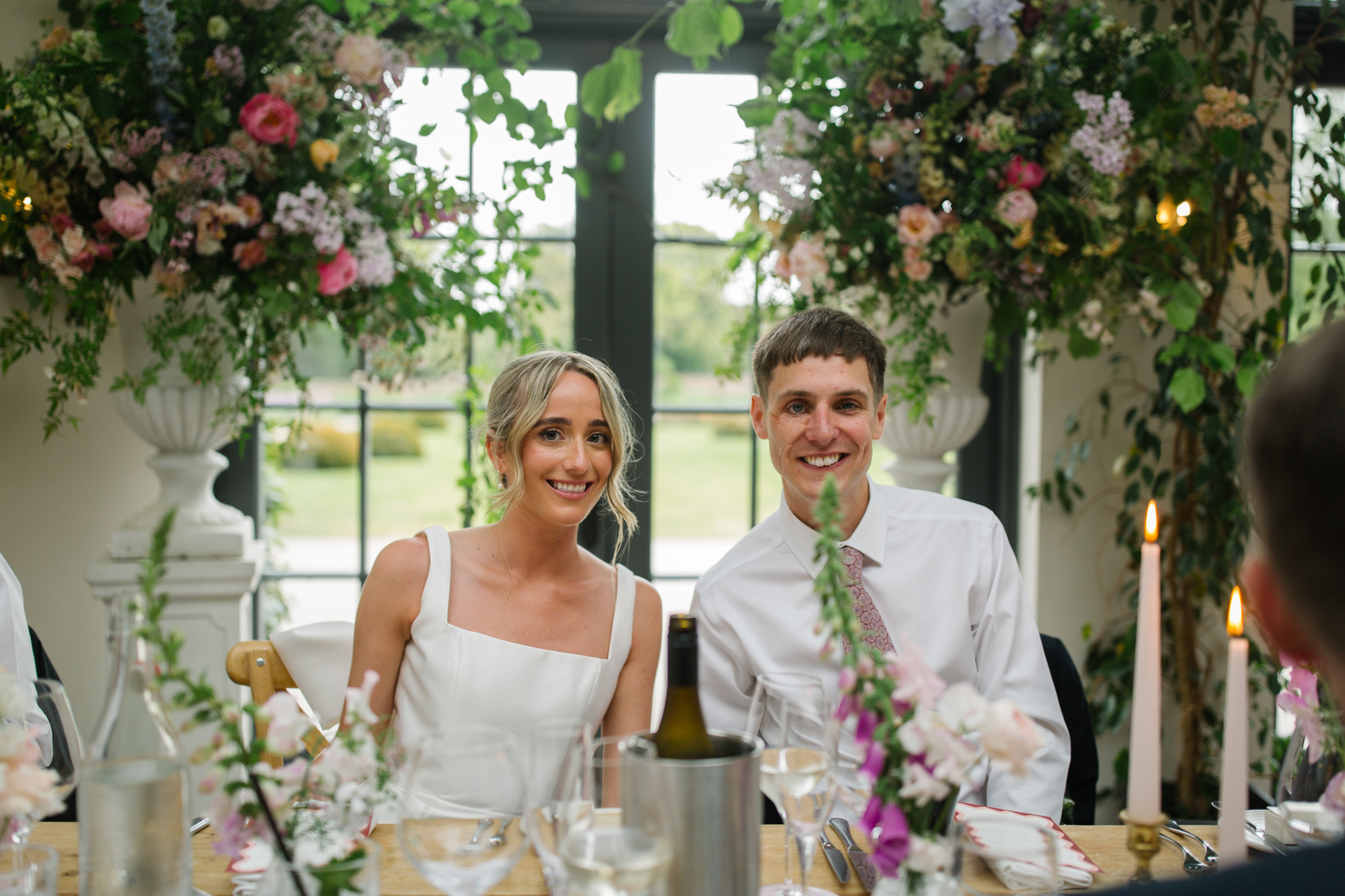 Maisie Wore Jessica Bennett for Her Spring Pastel Flower Filled Wedding at Middleton Lodge 91 Spring Pastel Church Wedding Middleton Lodge Feverfew Florist Nell Mallia Photography51