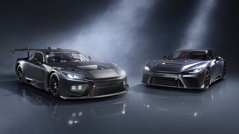 A grey Toyota GR GT3 next to a grey GR GT