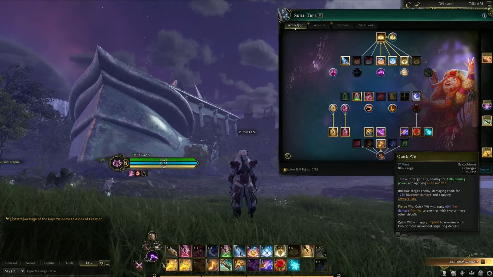 Bard's skill tree in Ashes of Creation (Image via Intrepid Studios || YouTube@Nyce Gaming)
