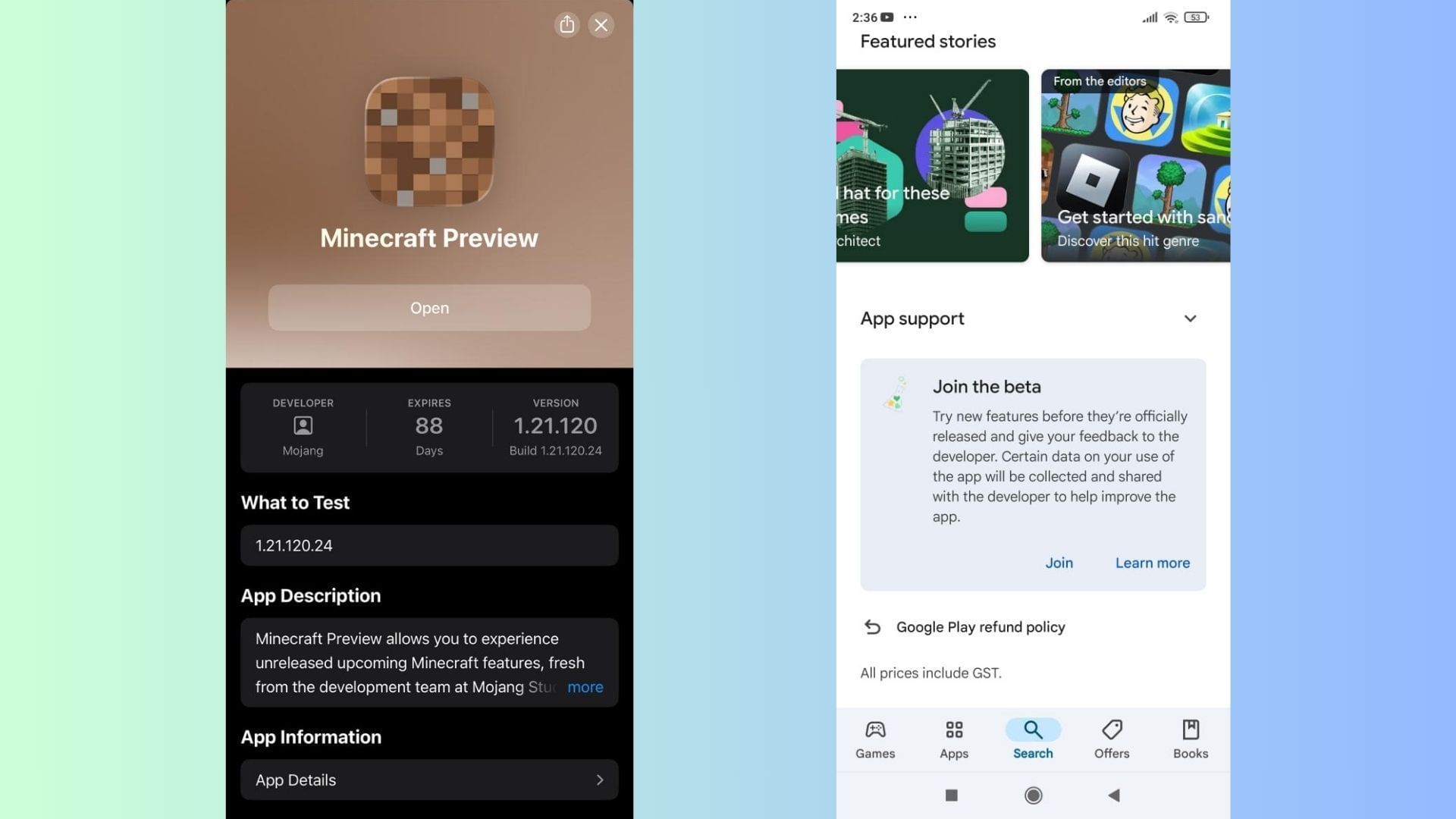 Download the Minecraft Bedrock 26.0.23 beta and preview to check out the new features of the Mounts of Mayhem drop ahead of its release (Image via Sportskeeda Gaming || Mojang Studios)