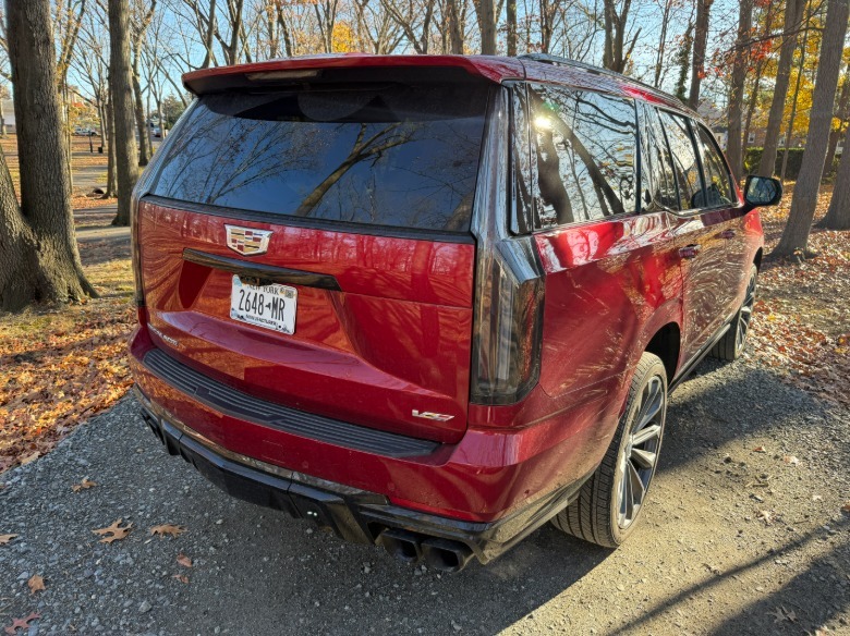 2026 Cadillac Escalade-V rear 3/4 view