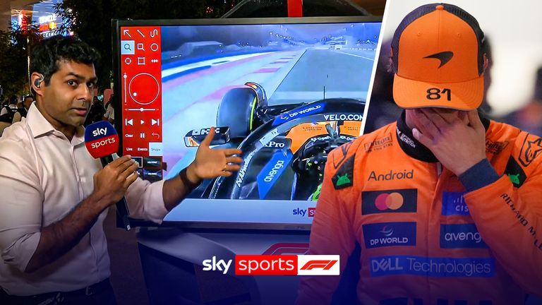 Second placed McLaren driver Oscar Piastri of Australia reacts after the Qatar Formula One Grand Prix, at the Lusail International Circuit, in Lusail, Qatar, Sunday, Nov. 30, 2025.